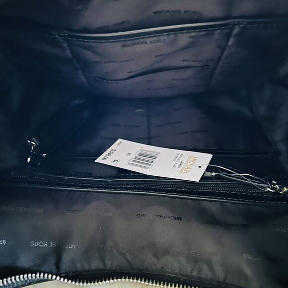 MICHAEL KORS Lauryn Solid Black Gray Leather Large Shoulder Bag - Picture 8 of 9